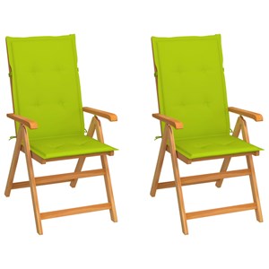 Maison exclusive - chaises de jardin lot de 2 et coussins vert vif teck massif
