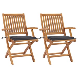 Maison exclusive - chaises de jardin lot de 2 et coussins anthracite bois de tec