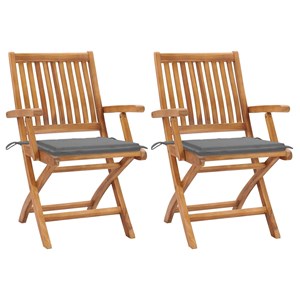 Maison exclusive - chaises de jardin lot de 2 et coussins gris bois de teck mass