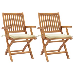 Maison exclusive - chaises de jardin lot de 2 et coussins crème bois teck massif