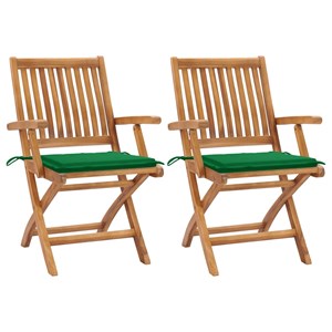 Maison exclusive - chaises de jardin lot de 2 et coussins vert bois de teck mass