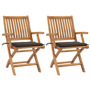 Maison exclusive - chaises de jardin lot de 2 et coussins taupe bois teck massif