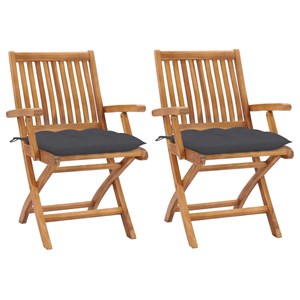 Maison exclusive - chaises de jardin lot de 2 et coussins anthracite bois de tec