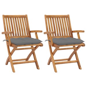 Maison exclusive - chaises de jardin lot de 2 et coussins gris bois de teck mass