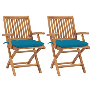 Maison exclusive - chaises de jardin lot de 2 avec coussins bleu clair teck mass