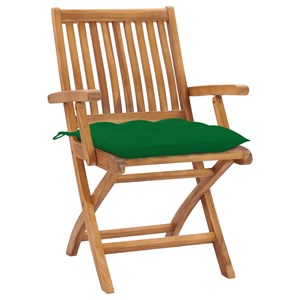 Maison exclusive - chaises de jardin lot de 2 et coussins vert bois de teck mass