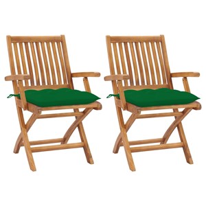 Maison exclusive - chaises de jardin lot de 2 et coussins vert bois de teck mass
