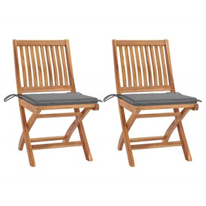 Maison exclusive - chaises de jardin lot de 2 et coussins gris bois de teck mass