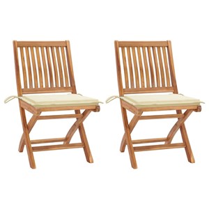 Maison exclusive - chaises de jardin lot de 2 et coussins crème bois teck massif