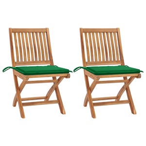 Maison exclusive - chaises de jardin lot de 2 et coussins vert bois de teck mass