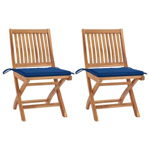 Maison exclusive - chaises de jardin lot de 2 et coussins bleu royal bois de tec
