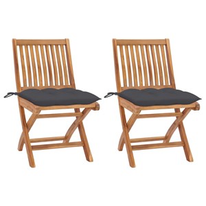 Maison exclusive - chaises de jardin lot de 2 et coussins anthracite bois de tec