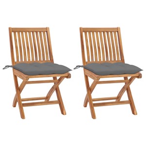 Maison exclusive - chaises de jardin lot de 2 et coussins gris bois de teck mass