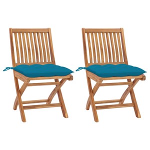 Maison exclusive - chaises de jardin lot de 2 avec coussins bleu clair teck mass