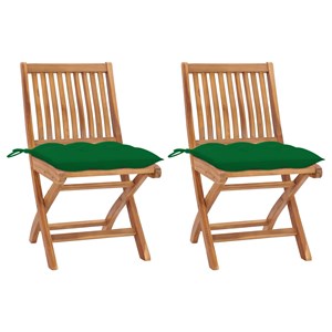 Maison exclusive - chaises de jardin lot de 2 et coussins vert bois de teck mass