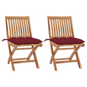 Maison exclusive - chaises de jardin lot de 2 coussins rouge bordeaux teck massi