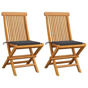 Maison exclusive - chaises de jardin et coussins anthracite lot de 2 bois de tec