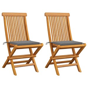 Maison exclusive - chaises de jardin et coussins gris lot de 2 bois de teck mass
