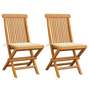 Maison exclusive - chaises de jardin et coussins crème lot de 2 bois teck massif