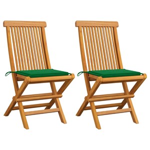 Maison exclusive - chaises de jardin et coussins vert lot de 2 bois de teck mass