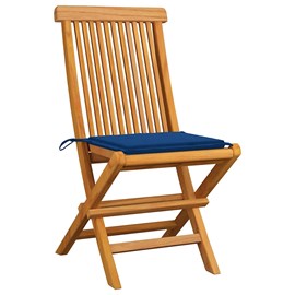 Maison exclusive - chaises de jardin et coussins bleu royal lot de 2 bois de tec