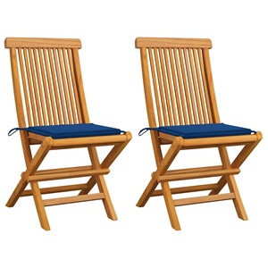 Maison exclusive - chaises de jardin et coussins bleu royal lot de 2 bois de tec