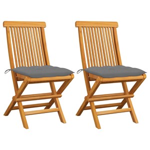 Maison exclusive - chaises de jardin et coussins gris lot de 2 bois de teck mass