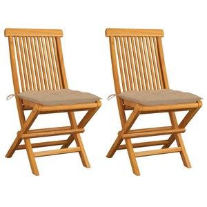 Maison exclusive - chaises de jardin et coussins beige lot de 2 bois teck massif
