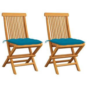 Maison exclusive - chaises de jardin lot de 2 avec coussins bleu clair teck mass