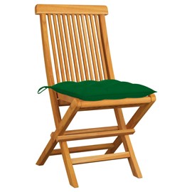 Maison exclusive - chaises de jardin et coussins vert lot de 2 bois de teck mass