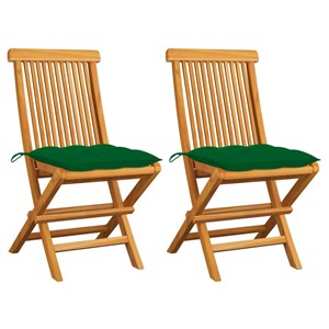 Maison exclusive - chaises de jardin et coussins vert lot de 2 bois de teck mass