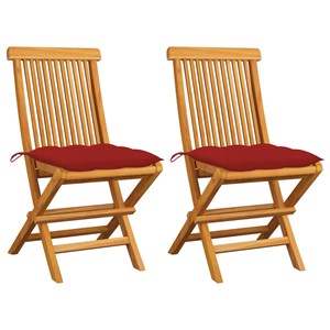 Maison exclusive - chaises de jardin et coussins rouge lot de 2 bois teck massif
