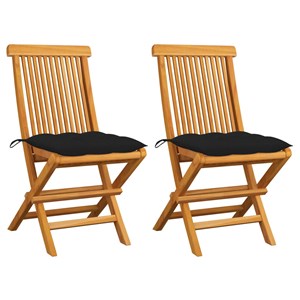 Maison exclusive - chaises de jardin et coussins noir lot de 2 bois de teck mass
