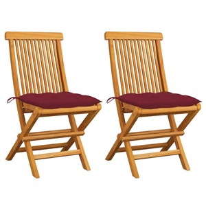Maison exclusive - chaises de jardin coussins rouge bordeaux lot de 2 teck massi