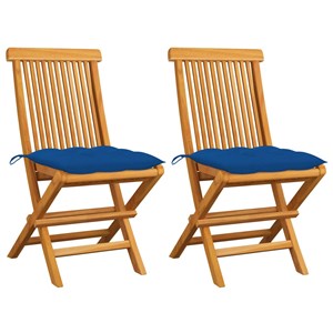 Maison exclusive - chaises de jardin et coussins bleu lot de 2 bois de teck mass