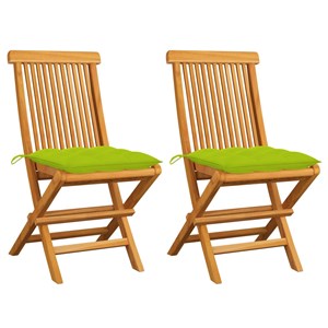 Maison exclusive - chaises de jardin avec coussins vert vif lot de 2 bois de tec