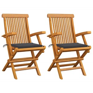 Maison exclusive - chaises de jardin et coussins anthracite lot de 2 bois de tec