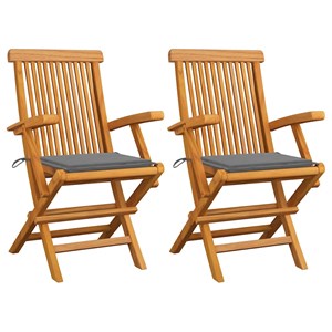 Maison exclusive - chaises de jardin avec coussins gris lot de 2 bois teck massi