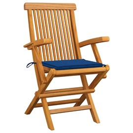 Maison exclusive - chaises de jardin et coussins bleu royal lot de 2 bois de tec
