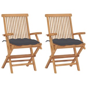 Maison exclusive - chaises de jardin et coussins anthracite lot de 2 bois de tec