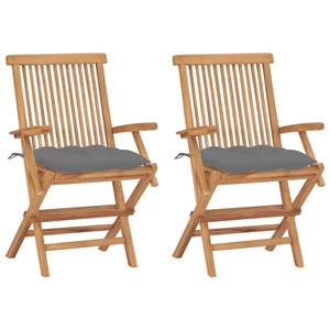 Maison exclusive - chaises de jardin avec coussins gris lot de 2 bois teck massi