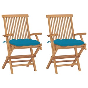 Maison exclusive - chaises de jardin lot de 2 avec coussins bleu clair teck mass