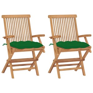 Maison exclusive - chaises de jardin avec coussins vert lot de 2 bois teck massi