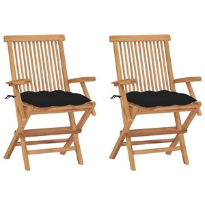 Maison exclusive - chaises de jardin avec coussins noir lot de 2 bois teck massi