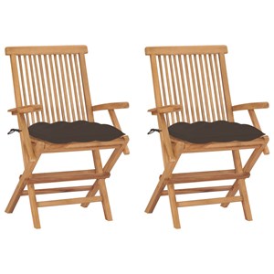 Maison exclusive - chaises de jardin avec coussins taupe lot de 2 bois teck mass