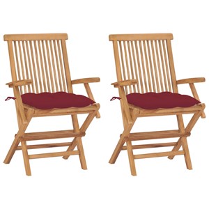 Maison exclusive - chaises de jardin coussins rouge bordeaux lot de 2 teck massi