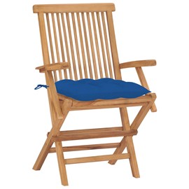 Maison exclusive - chaises de jardin avec coussins bleu lot de 2 bois teck massi