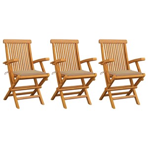 Maison exclusive - chaises de jardin avec coussins beige lot de 3 bois teck mass