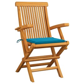 Maison exclusive - chaises de jardin avec coussins bleu lot de 3 bois teck massi