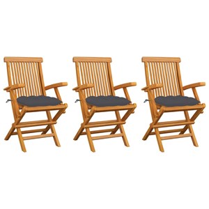 Maison exclusive - chaises de jardin avec coussins anthracite lot de 3 bois teck